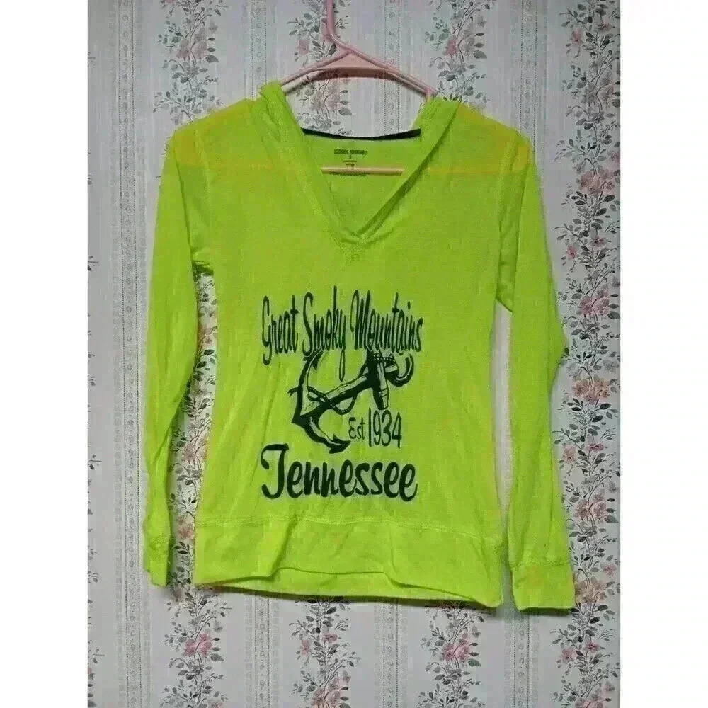 Liquid Energy Women's Small Yellow/Green Great Smoky Mountains Souvenir Shirt
